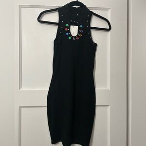 Vintage 90’s Black Sleeveless Dress with bejeweled cutout